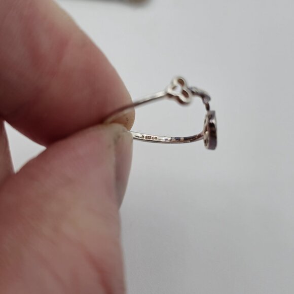 Size 5.5 Sterling Silver Cubic Zirconia Heart Key Lock Ring A3823 - Picture 3 of 6